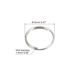 sourcing map Pack of 48 Double Loop Split Rings 12 mm Small Round Key Ring Silver Tone