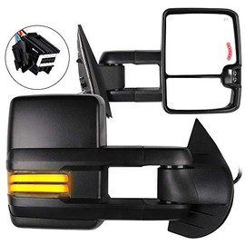FEIPARTS Tow Mirrors Towing Mirrors Fit for 2008-2013 for Chevy Silverado for GMC Sierra All Models Rearview Mirrors with Left Right Side Power Heated LED Turn Signal Running Light Black Housing