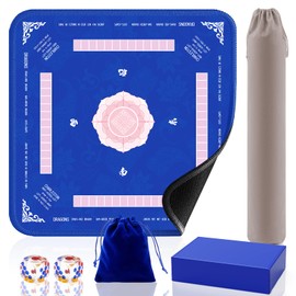 Mahjong Mat 31.5"x31.5" - Noise Reduction American Mahjong Mat with Portable Carrying Bag & 2 Dice, Non-Slip Neoprene Mahjong Table Mat with Rules, Game Mat for Dominoes, Poker, Card, Board Tile Games