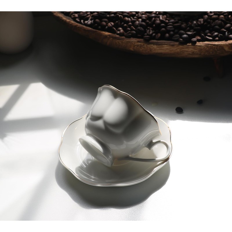 Guangyang 12 Pieces Tea Cup set Fine Porcelain 6oz Cup