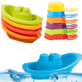 Baby Bath Toys for 1 2 3 4 Year Olds Toddler Kids, 11PCS Mould Free Bath Toys Water Play Paddling Pool Toys No Mould Stackable Toy Boats and Spoons Shower Toys for Boys Girls