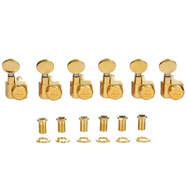 KAISH 21:1 Dual Pin (No Screws) Locking Tuners 2 Pin Locking Tuning Keys Pegs Tuning Machine Heads fits for American Series Strat/Tele Guitars Vintage Oval Button Gold