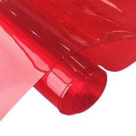 30x135cm Transparent PVC Vinyl, 0.4mm Neon Solid Color Waterproof Fabric Super Clear Mirrored Foil Roll for Making Handags Bows DIY Decor, Red