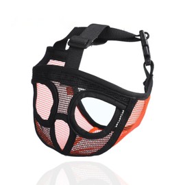 SHIAOMIN Pug French Bulldog Muzzle - French Breathable Mesh Dogs Flat Faced Muzzle Adjustable Allow to Drink for Pug Bulldog Pit Bull (Orange, Medium)