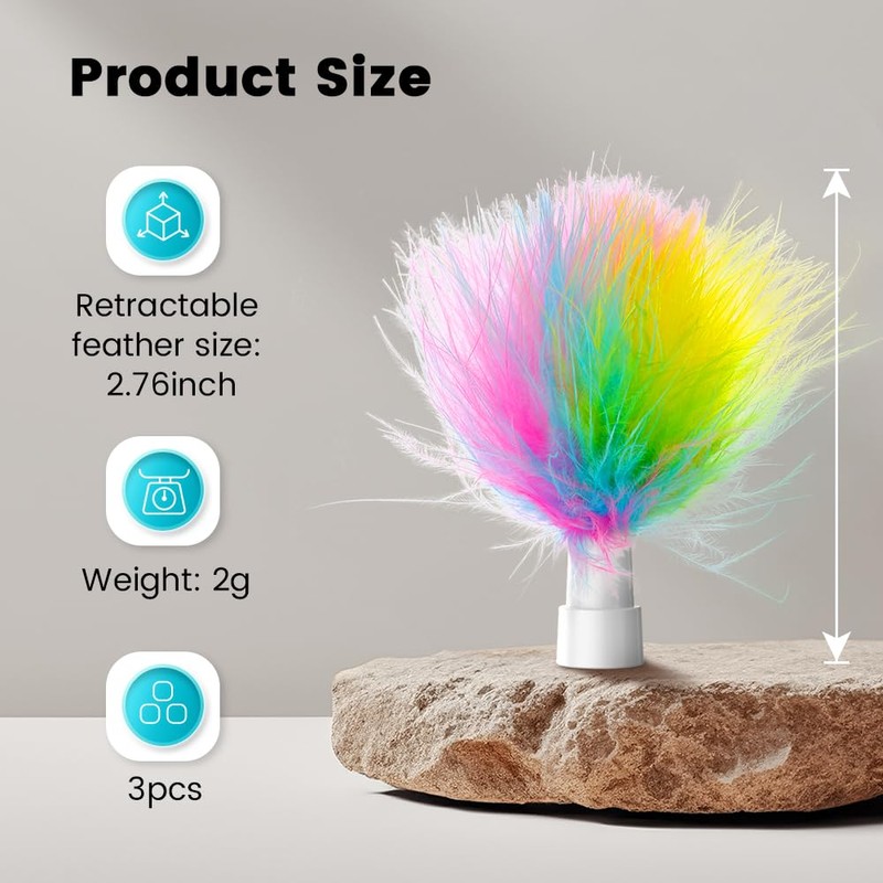 VOSFEEL Cat Toy Replaceable Feathers Toy Accessories, 3 Pcs Feather