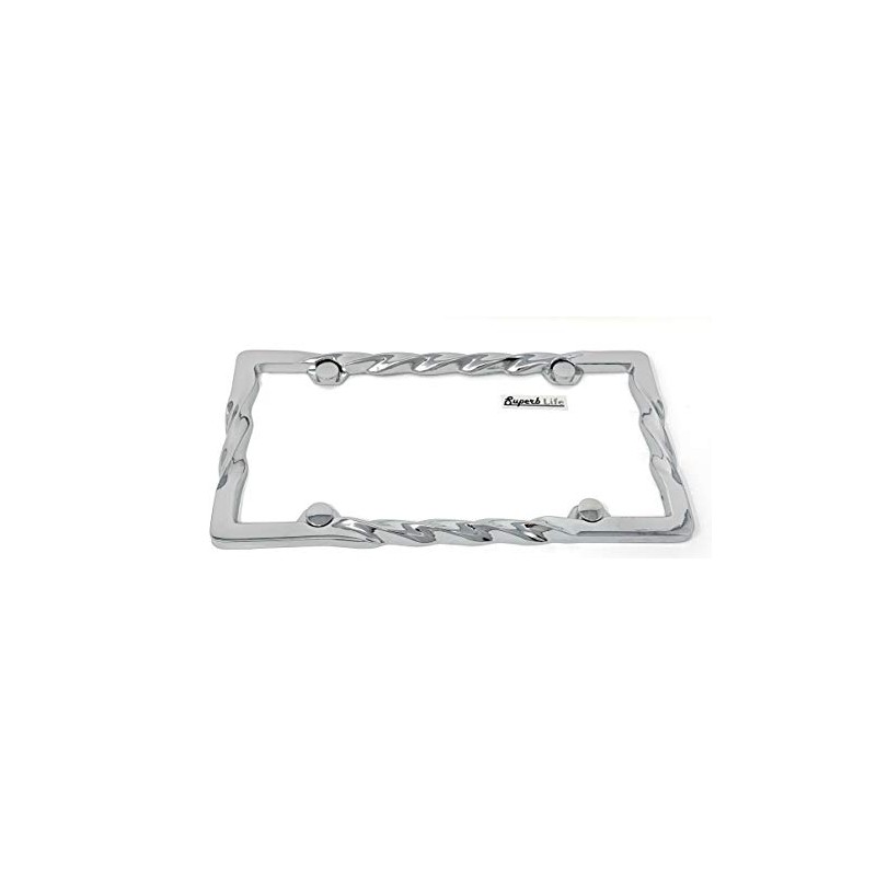 3D Curly Wave Pattern License Plate Frame Chrome Twist with