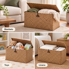 Women Storage Basket with Lid for Home Organization – Handmade Organizer for Makeup, Jewelry & Everyday Household Storage