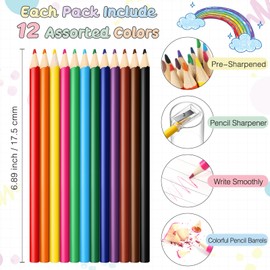 Humyoun 24 Pack Colored Pencils Bulk with Sharpener Colored Pencils for Kids 12 Assorted Color Portable Presharpened Coloring Pencil Party Favor Gifts for Back to School Classroom Supplies (Macaron)