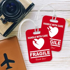 LT033 Handle with Care - Fragile - Thank You Novelty Funny Unique Designer Gift Glossy Plastic Suitcase Luggage Tag