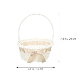 Ciieeo Canasta De Flores Tejida Con Mango Para Boda Cesta De Almacenamiento Multifuncional Para Fiesta Baby Shower Cumpleaños Decoración Y Regalos 8.85X6.29X6.29In
