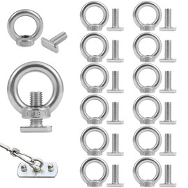 TXXATX Pack of 24 T-nut adapters, M8 x 25 mm, ring nut, 304 stainless steel eye bolt, silver hammer head screw with eyelet nut, eye nut for mounting roof rack, roof box, roof bike rack