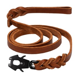 GEIT 4/5/6FT Leather Dog Leash, Heavy Duty Dog Training Leash, Genuine Leather Braided Leash with Quick Release/Locking Tactical Frog Clip for Medium and Large Dogs