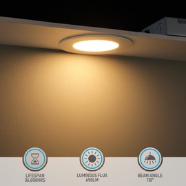 TORCHSTAR 4 Inch Ultra-Thin LED Recessed Light with Junction Box, 2700K Soft White, 10W 80W Eqv. Dimmable Slim LED Downlight, ETL and Energy Star Certified, Pack of 4