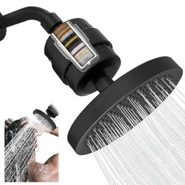 25 Etapas Filtro de Agua para Regadera, Regadera con Filtro para Ducha, 6'' Juego de Cabezal de Ducha con Alta Presión para Todo Tipo de Baño