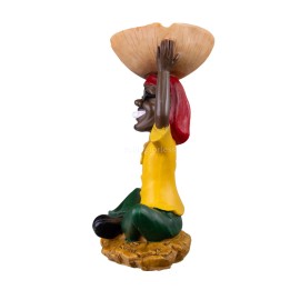 8" Medium Rasta Jamaican Man Holding Bowl Polyresin Ashtray Decoration | #8