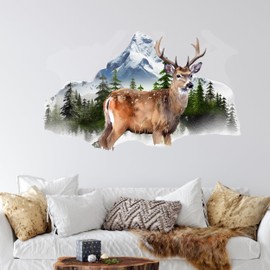 GRAZDesign Wall Tattoo Deer in the Forest, Nature Wall Sticker for Living Room, Bedroom, Kitchen, Scandinavian - 49 x 30 cm