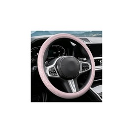 14.5-15 Inch Steering Wheel Cover Non-Slip Leather, Pink
