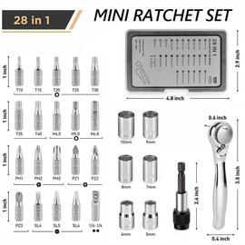 Bestgle 28Pcs Mini Ratchet Wrench Screwdriver Bits Set, 72 Tooth Small Reversible Ratchet Wrench Offset Ratchet Screwdriver for Repairing Household Appliances