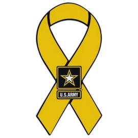 Crazy Sticker Guy Ribbon Shaped Magnet - US Army Yellow Ribbon Military Magnet - Cars, Trucks, SUVs, Refrigerators, Etc.