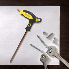 Ball End Hex Key Set, Metric T-Handle Hex Key, 3/4/5/6/8mm Professional Ball Head T Shape Long Handle Hex Key Wrench, Long Arm Hex Key Allen Wrench with Ball End(5mm)