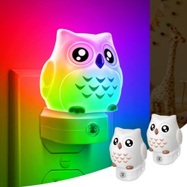 Owl Night Lights Plug Into Wall [2 Pack], Cute Night Light for Kids, 8-Color LED Night Light, Nightlight with Dusk to Dawn Sensor, Decorative Night Light for Kid Room, Bathroom, Bedroom, Children Gift