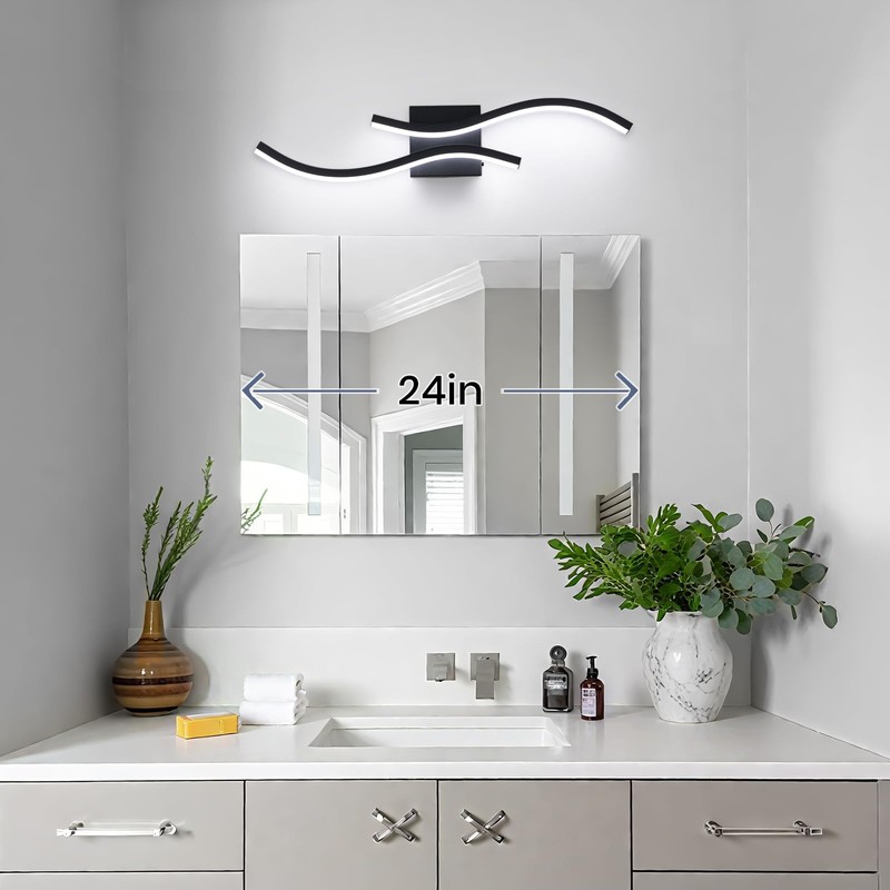 Vloitgol Black Bathroom Vanity Light Fixture, 26W 5CCT Dimmable Modern