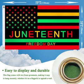 3x5 FT Juneteenth Flag Double-Stitched Edges and June 19th 1865 Freedom African American Flags with 2 Brass Grommets for Outdoor Indoor Decorations Independence Day Flag