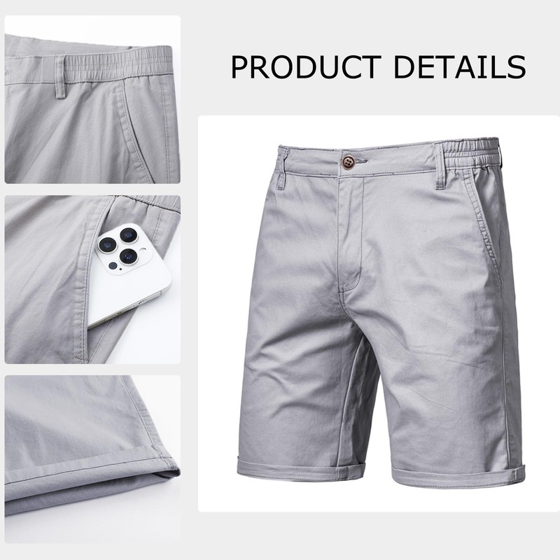 Zetieny Men's Cotton Chino Shorts Summer Cargo Short Regular Fit