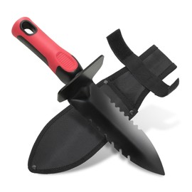 Metal Detecting Shovel with Carry Sheath, Heavy Duty Double Serrated Edge Metal Detector Digging Tool, Digger Trowel with Non-Slip Handle, for Metal Detection Gardening