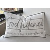 MANOJAVAYA Godfidence Embroidered Pillow Cover - 12x20 Inch Ivory Cotton