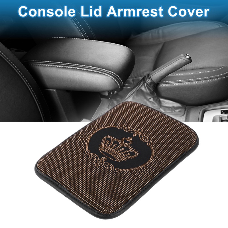 A ABSOPRO Car Armrest Cushion Pad Non-slip 12.20"x8.46" Suede Champagne