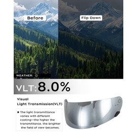 Soman Qualifer Helmet Visor Replacement, Qualifer Tinted Shield Visor Compatible with Qualifier Star Vortex RS-1 Revolver UV Protection (Silver)