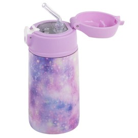 Oasis Stainless Steel Double Wall Insulated Kid's Drink Bottle W/Sipper Straw 400Ml - Galaxy