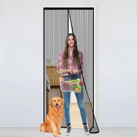 Magnetic Screen Door, Heavy-Duty Polyester Mesh with Magnetic Closure Mosquito Screen for Patio Door Screen for Doorway Magnetic Door Curtain Keeps Bugs Out Fits Door Size up to 31.5″x82.7″/ 80x210cm