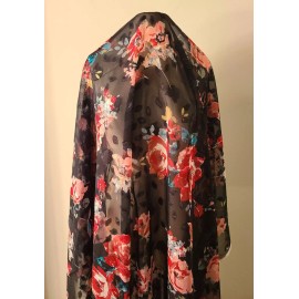 Jacquard See Through Satin Jacquard Chiffon Digital Print fabric for Women clothing!_F11