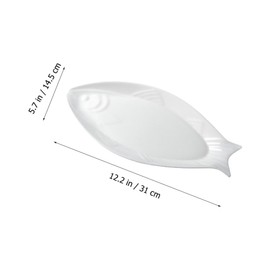 Hemoton Ceramic Fish Platter Oval Fish Plate White Oval Steamed Fish Plate Food Serving Tray for Home Hotel Restaurant Fish Shaped Plate 13inch