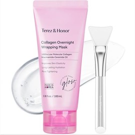 TEREZ & HONOR Collagen Night Wrapping Peel Off Mask: Korean Face Mask for Elasticity, Hydrating & Glow - 100Dalton Smallest Molecular Collagen - Derma