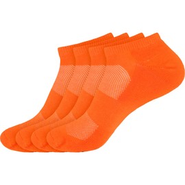 Women's Rayon from Bamboo Fiber Superior Wicking Athletic Ankle Socks - Orange - 4 Pairs - Size 10-13
