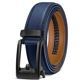 KEMISANT Men's Belt-Nontrimmable Ratchet Belt Adjustable for Gift Men Lightweight 1 3/8"(Purplish Blue,30"-36"Waist Adjustable)