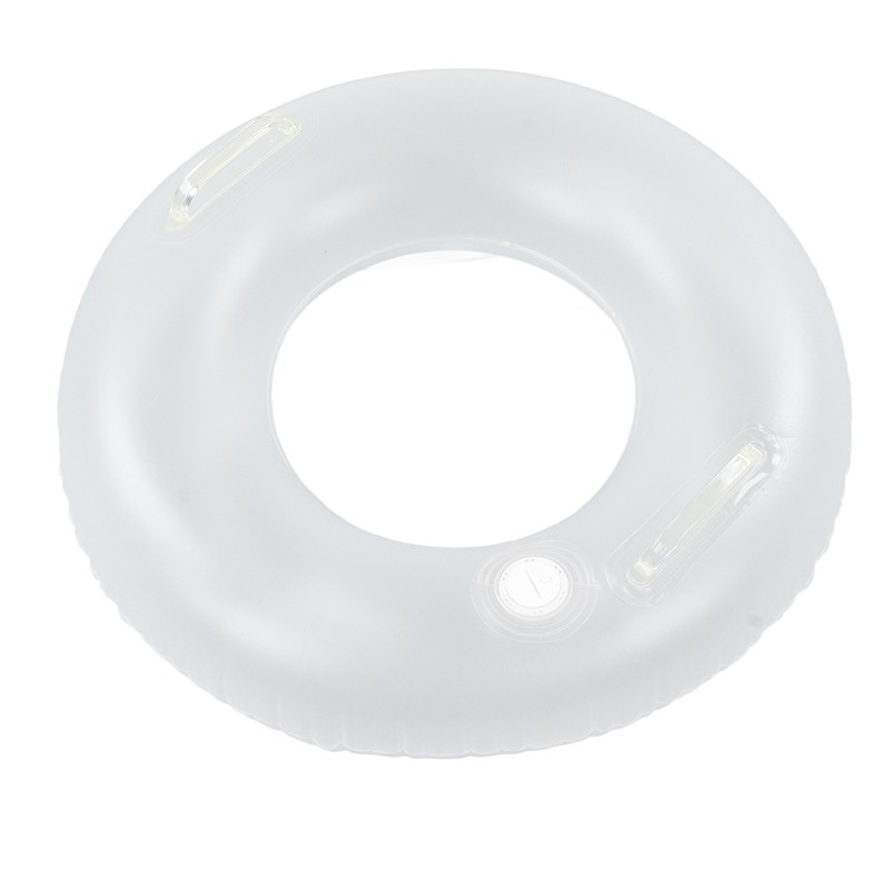 LED Inflatable Swim Ring with 2 Handles Transparent Swimming Floating
