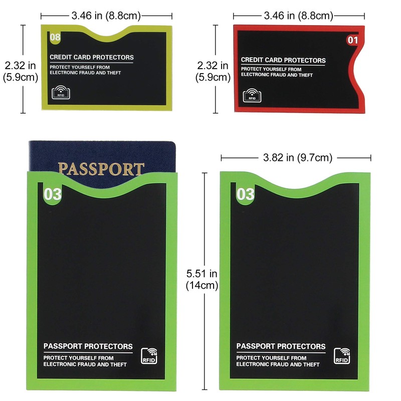 LotFancy RFID Blocking Sleeves, Set with Color Coding (19 Pack,