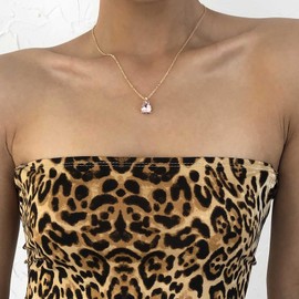 Inilbran Boho Crystal Gemstone Choker Necklace Teardrop Gem Necklace Choker Teardrop Crystal Necklace Vintage Created Gemstone Necklace Chain Jewelry for Women and Girls