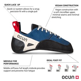Ocun Advancer QC and Advancer LU Bouldering Shoe I Rock Climbing Shoe for Advanced Climbers, Dark Blue, 7