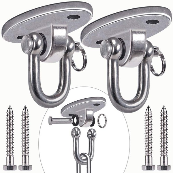 SELEWARE 2 Pieces 900KG Capacity Stainless Steel 180° Swing Hangers,