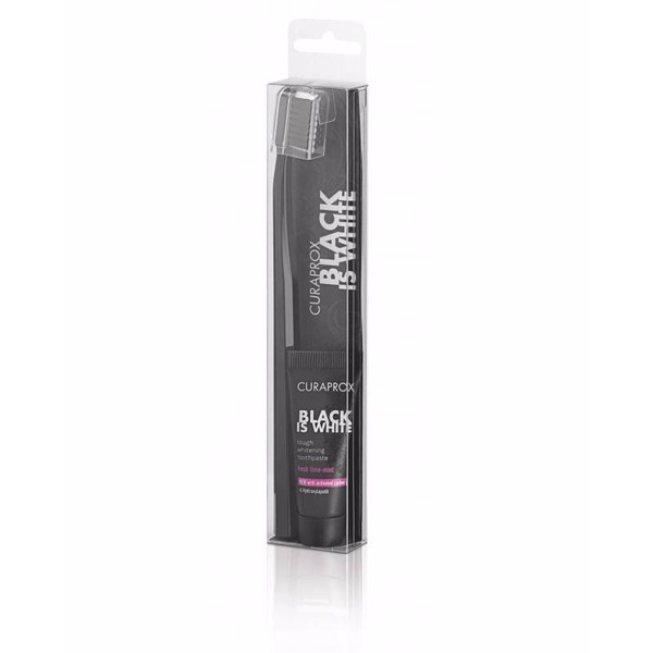CURAPROX BLACK IS WHITE WHITENING TOOTHPASTE SET. INCLUDES ULTRA SOFT