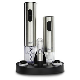 Ivation Electric Wine Gift Set – Includes Bottle Opener, Aerator, Vacuum Preserver, Stoppers, Foil Cutter & Charging Base