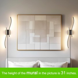 Daunton Modern Plug in Wall Sconce Set of 2, Black Dimmable LED Wall Light with Remote Control, 3CCT Adjustable & Memory Function, Timer, Plug in Cord Wall Lamp for TV Wall Living Room Hallway Bedroom