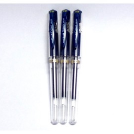 Uni-Ball Signo Broad Point Gel Impact Pen Blue Black Ink, 3 pens per Pack (Japan Import) [Komainu-Dou Original Package]