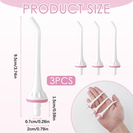 Pack of 3 Replacement Tips for Coslus, Hangsun, Nicwell Water Flosser, Oral Irrigator Attachments, Jet Tip Nozzle, High-Quality ABS Material, White