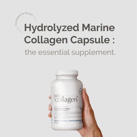 Just Collagen Supplement Hydrolyzed Marine Collagen Pills - Type 1 Good Protein for Healthy Hair Skin Nails Joints for Women & Men | Ketones Paleo Non-GMO Keto Gluten Free | Unflavoured 200 Capsules